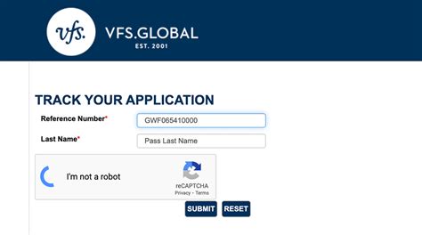 Click on "Submit". . Vfs global uk visa tracking gwf number